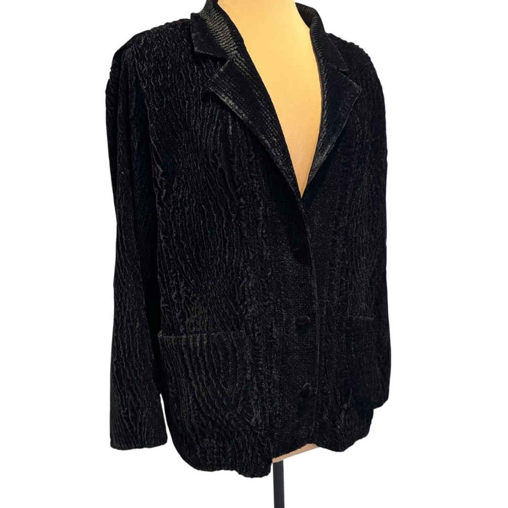 Catherine’s black velvet textured blazer jacket plus size 2X 22/24